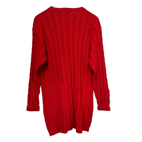 Vintage Line Up Red Country Club Cardigan Womens S Cable Knit Oversized Nautical - Picture 8 of 8